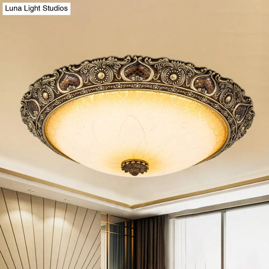 Led Farmhouse Flush Mount Light With Frosted Glass And Brown Finish - 3 Size Options Warm/White / 13