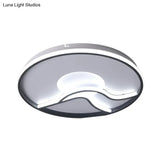 Led Flush Ceiling Light In Black Finish With White/Warm For Minimalist Bedroom - 16.5’/20.5’ Wide