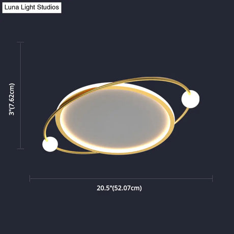 Led Flush Mount Ceiling Light - Contemporary Gold Ring Design Acrylic Close To Fixture