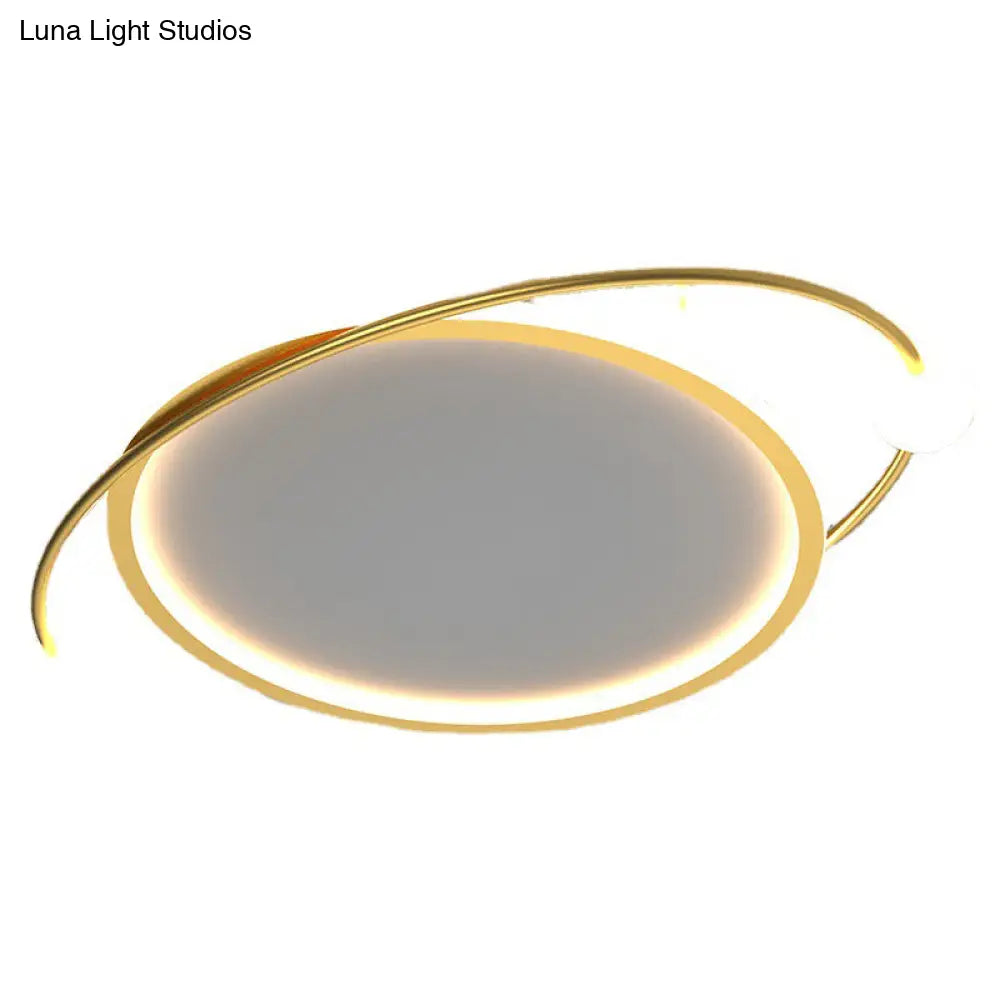 Led Flush Mount Ceiling Light - Contemporary Gold Ring Design Acrylic Close To Fixture