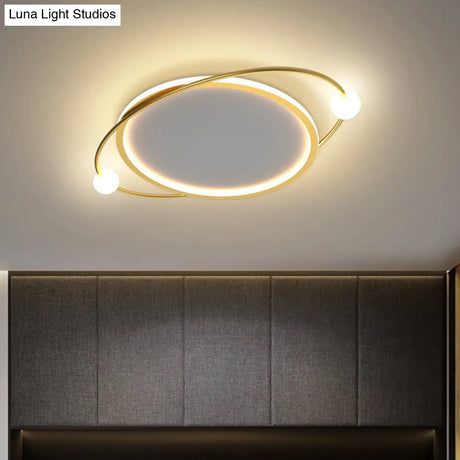 Led Flush Mount Ceiling Light - Contemporary Gold Ring Design Acrylic Close To Fixture