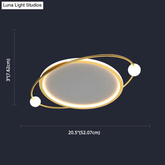 Led Flush Mount Ceiling Light - Contemporary Gold Ring Design Acrylic Close To Fixture
