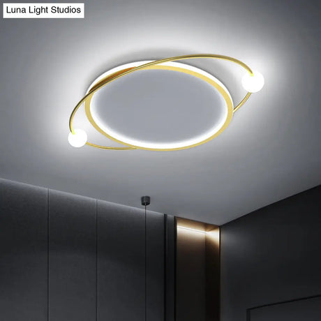 Led Flush Mount Ceiling Light - Contemporary Gold Ring Design Acrylic Close To Fixture