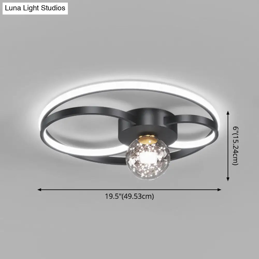Led Flush Mount Ceiling Light Fixture - Modern Black Round Close To Lighting With Metal Shade