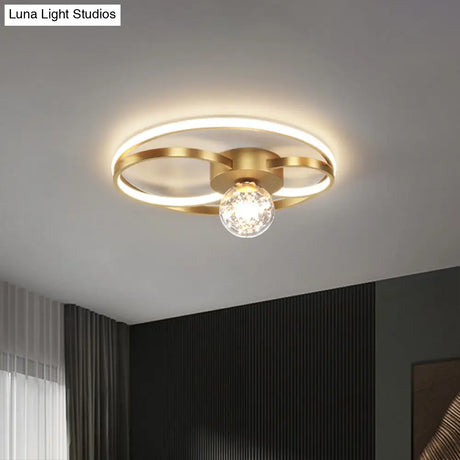 Led Flush Mount Ceiling Light Fixture - Modern Black Round Close To Lighting With Metal Shade