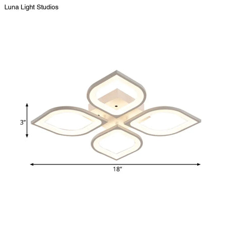 Led Flush Mount Ceiling Light With Leaf Acrylic Shade - White/Warm/Natural Lighting Fixture For