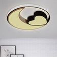 Led Flush Mount Ceiling Lights: Acrylic Moon And Heart Design In Black White For Living Room Black