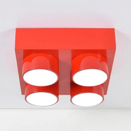 Led Flush Mount Metallic Children’s Ceiling Light For Toy Brick Kindergarten Red / 15.5’