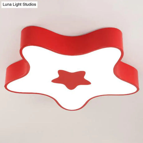 Led Flush Mount Nursery Light - Star Shade Acrylic Kids Style Fixture Red / White