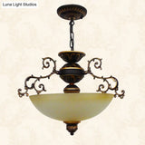 Led Glass Bowl Hanging Chandelier With Traditional Design For Living Room