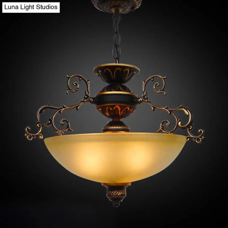 Led Glass Bowl Hanging Chandelier With Traditional Design For Living Room