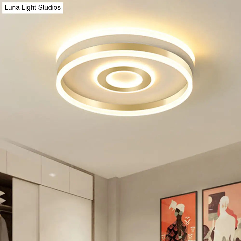 Led Gold Metallic Hoop Flush Mount Lamp In Warm/White Light 16’/19.5’ Wide / 16’ Warm