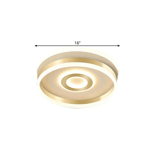 Led Gold Metallic Hoop Flush Mount Lamp In Warm/White Light 16/19.5 Wide