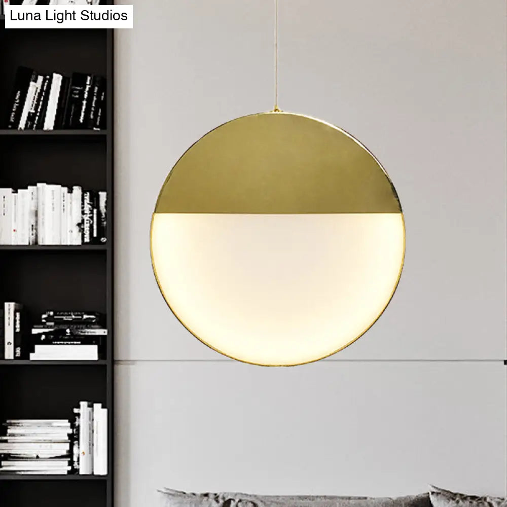 Led Gold Milk Glass Pendant Ceiling Lamp For Modern Living Room’ / Straight
