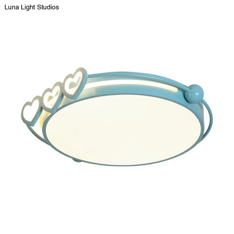 Led Halo Ceiling Light With Acrylic Shade And Heart Decor In Pink/Blue