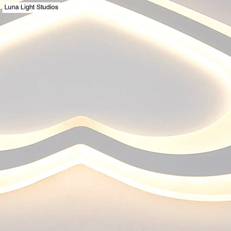 Led Heart Flush Mount Ceiling Light For Baby Game Room - Modern And Simple Design In White Acrylic