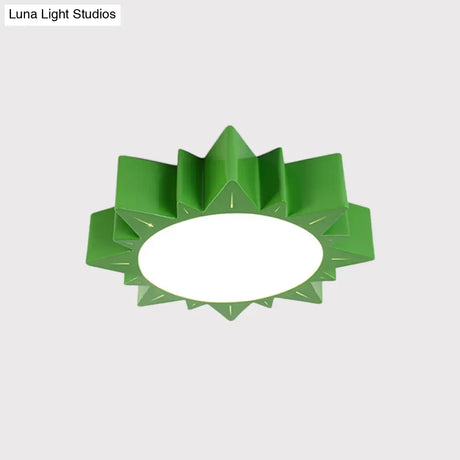 Led Kindergarten Ceiling Light With Sun Acrylic Shade In Red/Yellow/Blue Colors