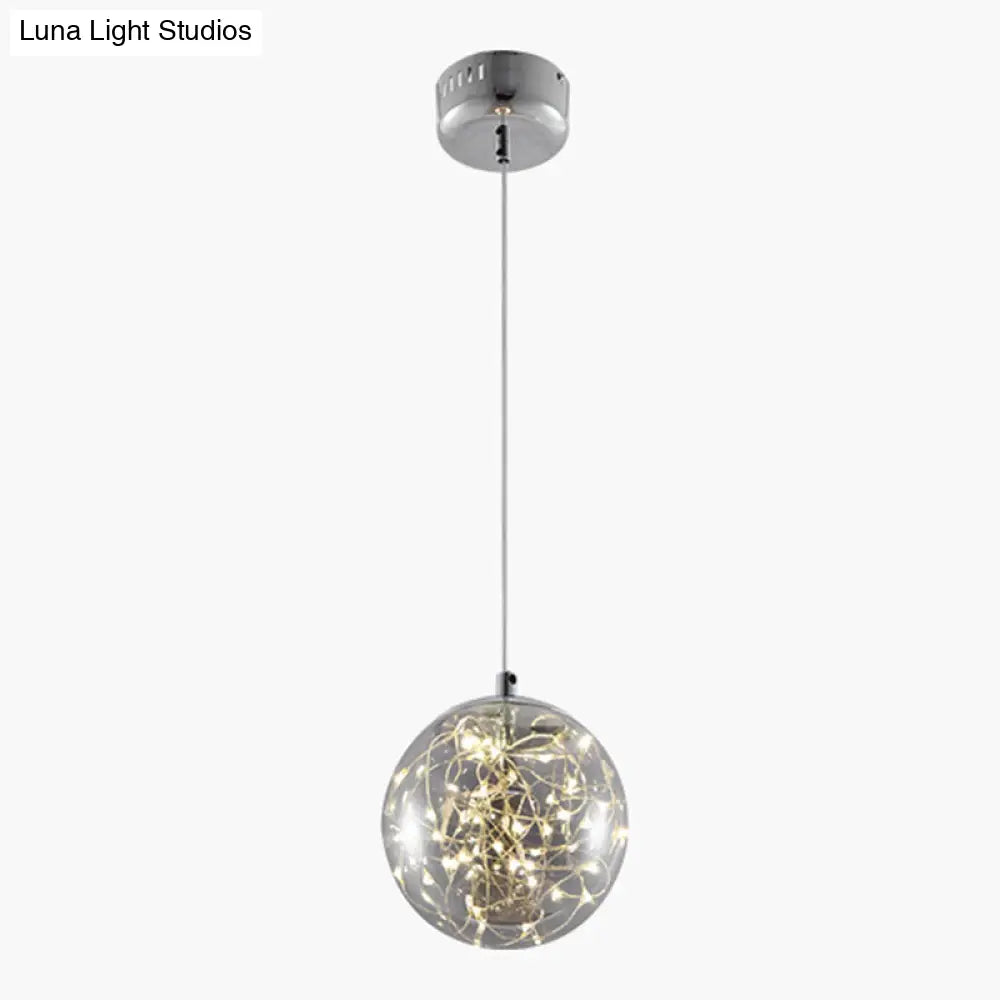 Led Kitchen Flush Mount Light - Stainless-Steel Starry Ceiling Lighting With Glass Shade Smoke Gray