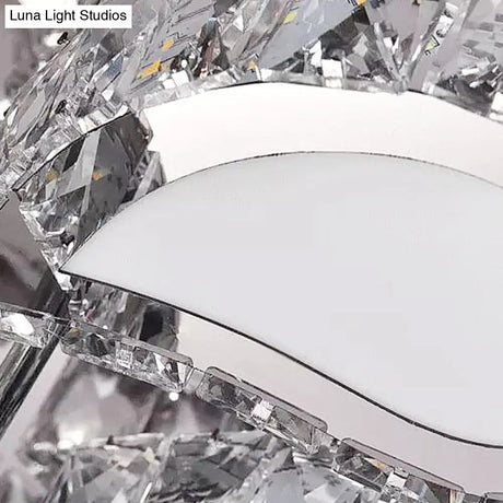 Led Living Room Ceiling Mounted Fixture With Chrome Finish And Flower Crystal Shade -