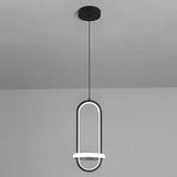 Led Metal Bedside Pendant Light With Halo Ring Black / White