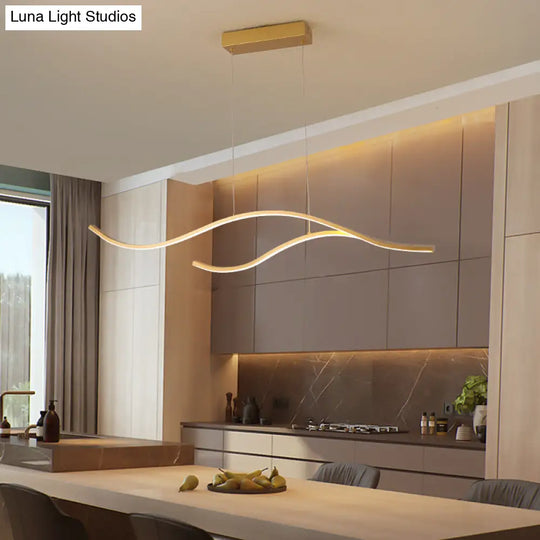 Led Metal Pendant Light For Open Kitchen - Sleek & Simple Island Lighting Fixture Gold / 39.5 White