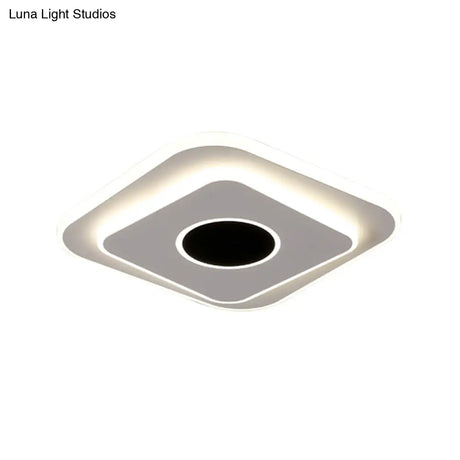 Led Mini Flush Ceiling Light - Modernist Black And White Lamp With Acrylic Shade In Warm/White