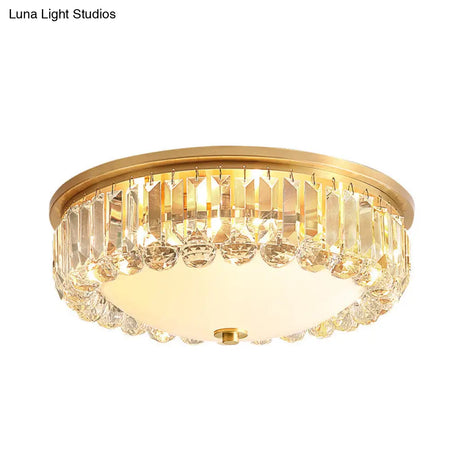 Led Modern Crystal Flush Mount Ceiling Light In Gold Ideal For Bedroom