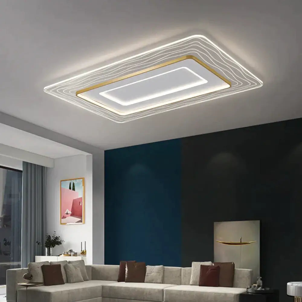 Led Modern Simple Circular Square Bedroom Dining Room Ceiling Lamp Rectangle / Small Tri-Color Light