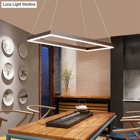 Led Multi-Layer Acrylic Bedroom Chandelier - Minimalist Suspension Pendant In Coffee With