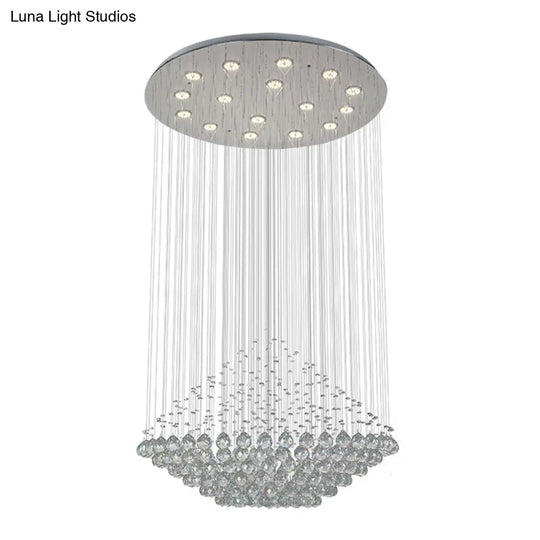 Led Multi Pendant Chrome Crystal Orb Light - Modern Stylish Diamond Shaped Ceiling Hanging Fixture