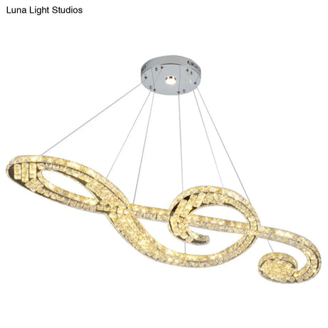 Led Musical Note Chandelier - Modern Crystal Suspension Light For Restaurants