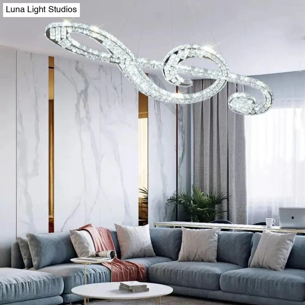 Led Musical Note Chandelier - Modern Crystal Suspension Light For Restaurants