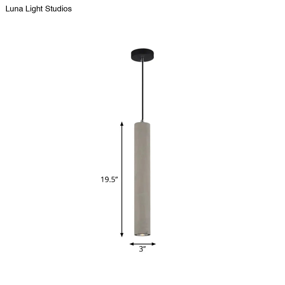 Led Nordic Ceiling Lamp - White/Yellow Light Cement Tubular Bedside Down Lighting Pendant