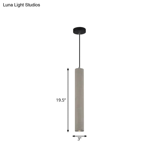 Led Nordic Ceiling Lamp - White/Yellow Light Cement Tubular Bedside Down Lighting Pendant
