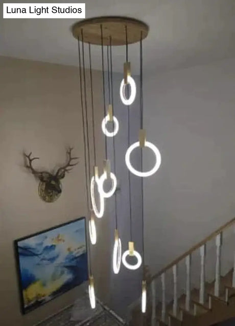 Led Nordic Wooden Iron Acryl Rings Diy Lamp Light.pendant Lights.pendant Lamp.pendant Light For