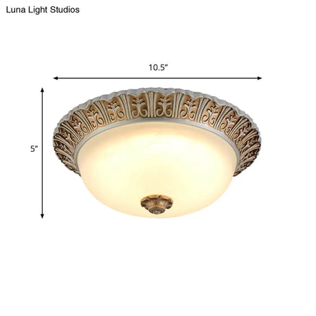 Led Opal Glass Flush Mount Ceiling Light In Khaki Tone Sizes 10.5’ & 12.5’ - Traditional Design