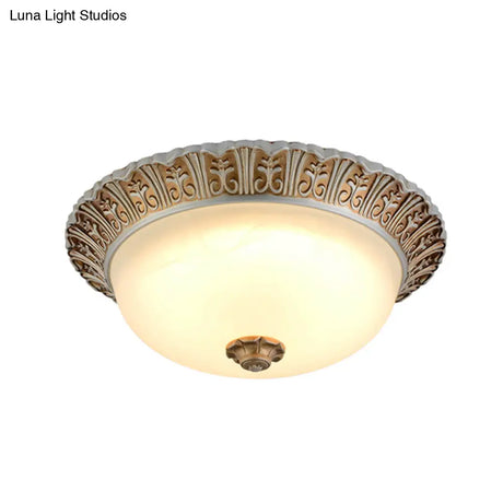 Led Opal Glass Flush Mount Ceiling Light In Khaki Tone Sizes 10.5’ & 12.5’ - Traditional Design