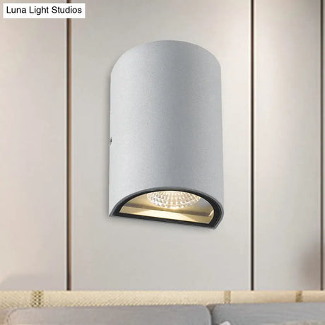 Led Outdoor Wall Washer Light In Black/Gray With Half-Cylinder Aluminum Shade - Warm/White Lighting