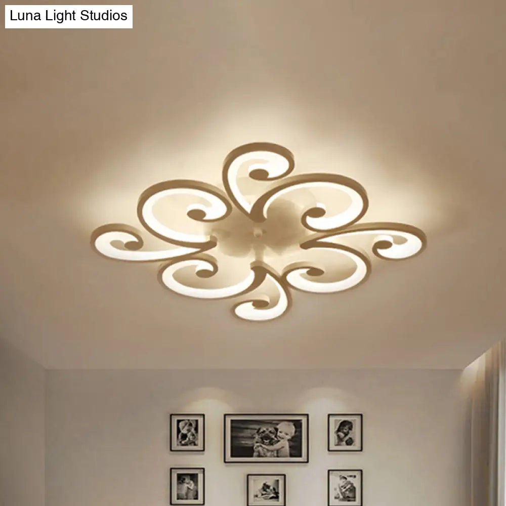Led Petal Flush Mount Bedroom Ceiling Lamp In Warm/White/Natural Light - Modern Design