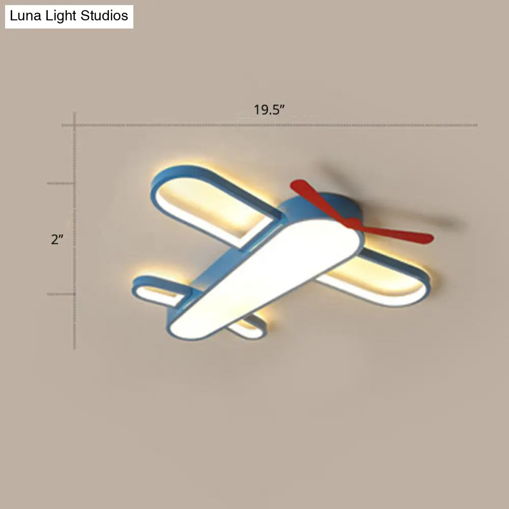 Led Plane Flush Mount Ceiling Light - Kids Style Acrylic Blue / 19.5 Remote Control Stepless Dimming