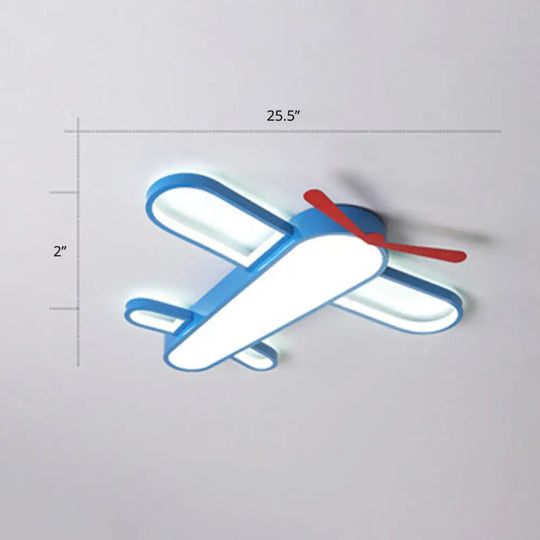 Led Plane Flush Mount Ceiling Light - Kids Style Acrylic Blue / 25.5’ White