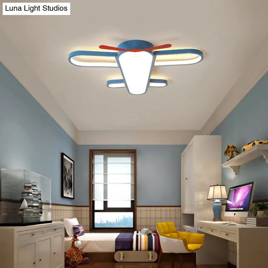 Led Plane Flush Mount Ceiling Light - Kids Style Acrylic Blue