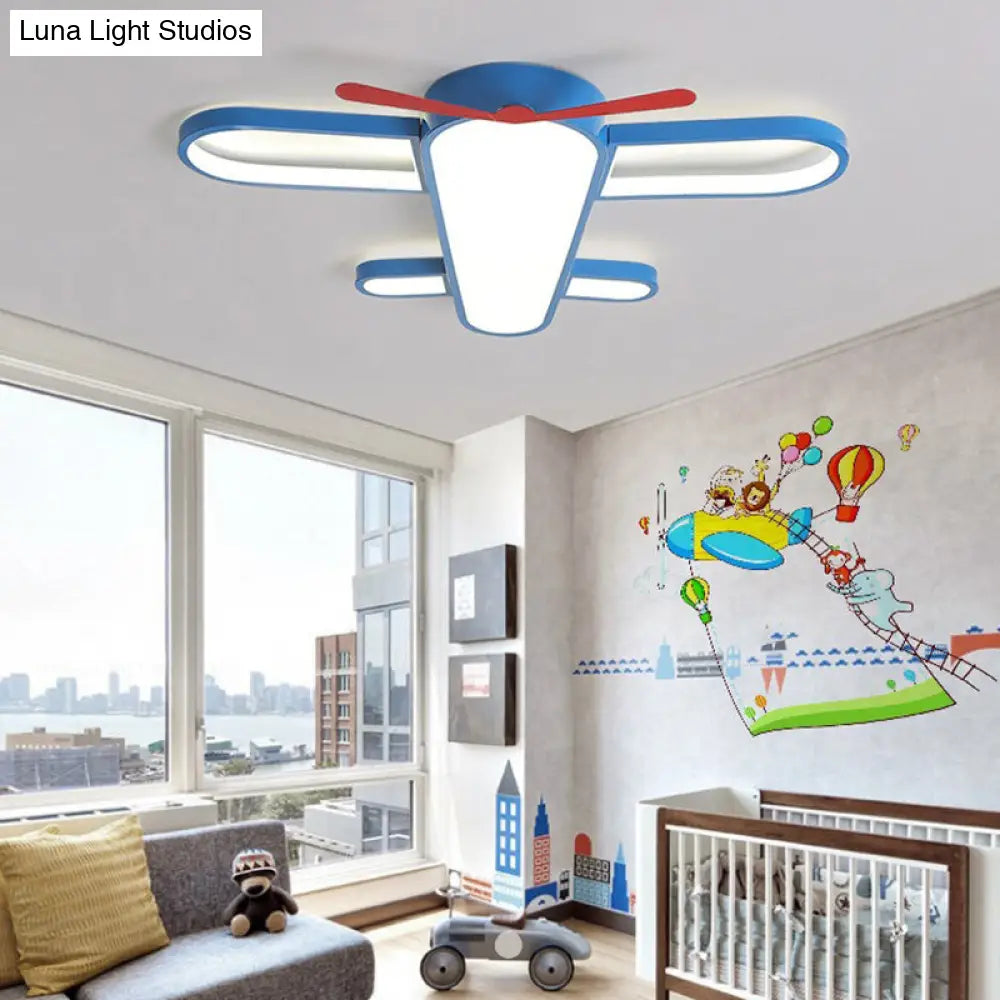 Led Plane Flush Mount Ceiling Light - Kids Style Acrylic Blue