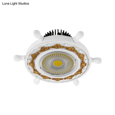 Led Rudder Ceiling Light With Resin Shade - Black/White/Blue Flush Mount Fixture