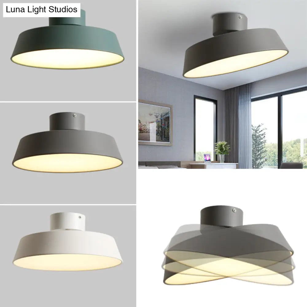 Led Semi Flush Ceiling Light With Barn Acrylic Shade Perfect For Dining Rooms