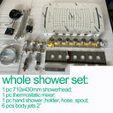 LED Shower Ceiling Large Rainfall Bathroom Thermostatic Faucets Set Waterfall Mist Bubble Showerhead 6 Functions System
