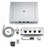 LED Shower Set Thermostatic 3 Ways Ceiling Massage Column and Rainfall Bathroom Chrome Surface chrome shower set shower