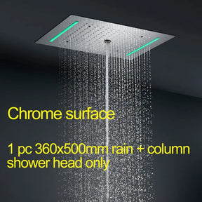 LED Shower Set Thermostatic 3 Ways Ceiling Massage Column and Rainfall Bathroom Chrome Surface chrome shower head