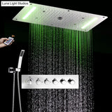 LED Shower System Thermostatic Shower 5 Ways Column Mist Waterfall Mist Chrome Bathroom Set shower Faucet