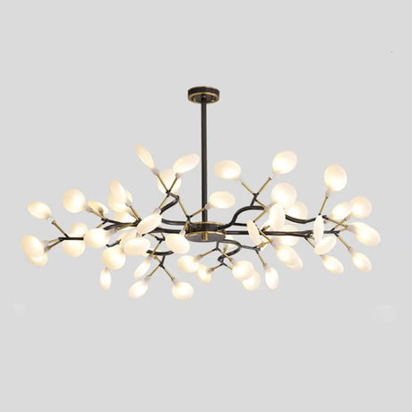 Led Tree Branch Ceiling Light: Postmodern Metallic Chandelier For Living Room 54 / Black B